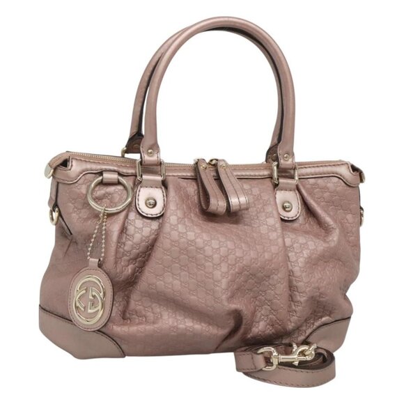 GUCCI Micro GG Supreme Guccissima Bag Leather 2way Pink Gold 247902 Auth 121204 - Picture 1 of 16